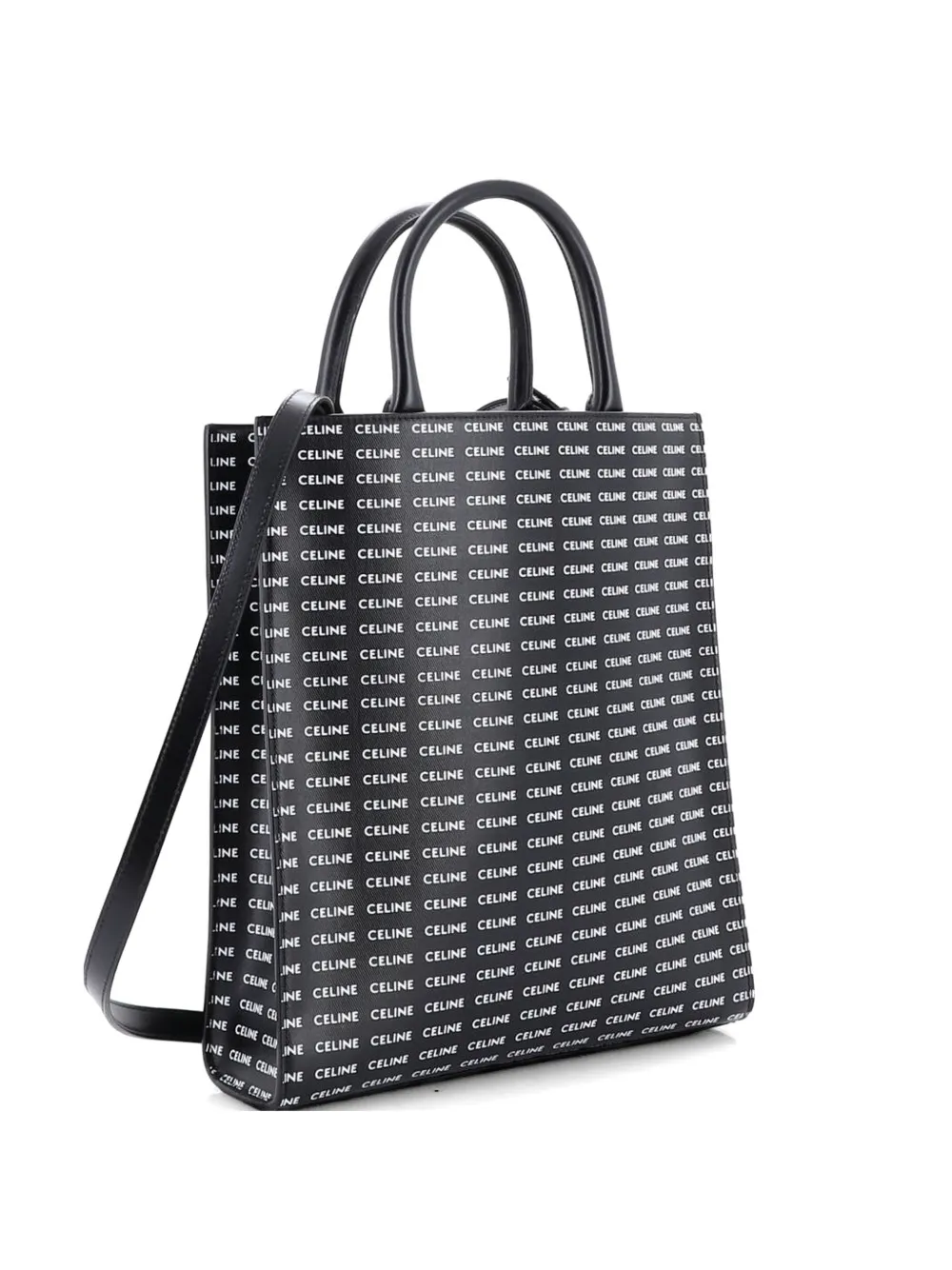 Celine Pre-Owned Vertical Cabas Tote All Over Logo Print Leather Small satchel - Nero