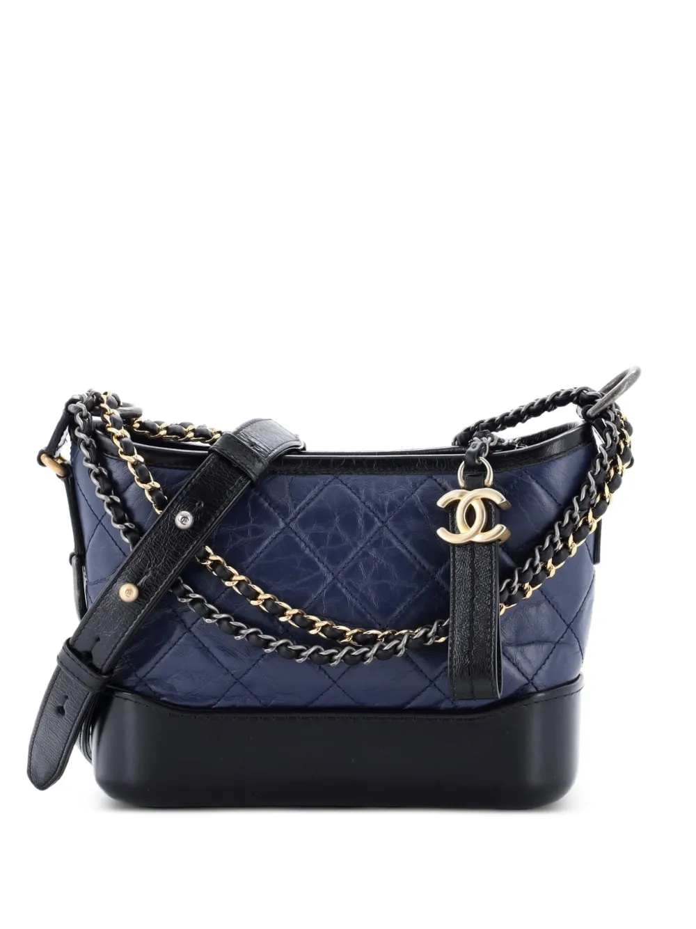 CHANEL Pre-Owned Gabrielle Quilted Aged Calfskin Small hobo bag - Blu