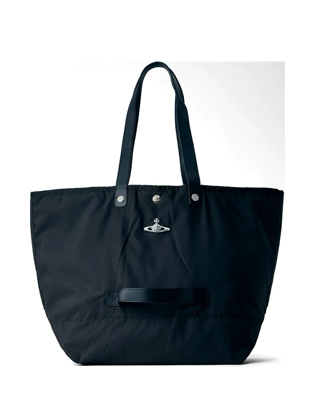 Vivienne Westwood logo plaque leather handle tote bag - Nero