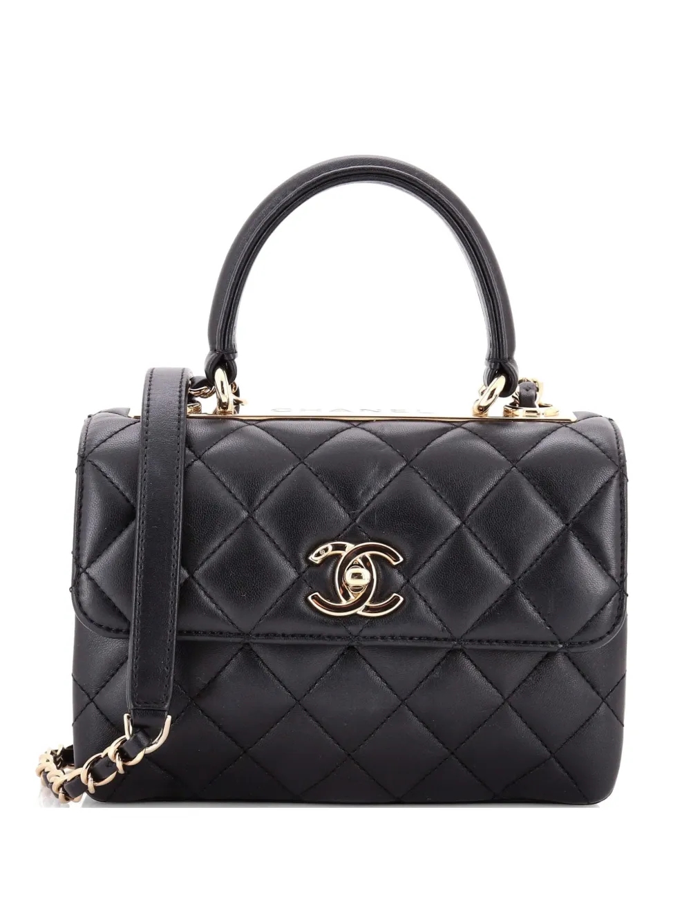 CHANEL Pre-Owned Trendy CC Top Handle Bag Quilted Lambskin Small shoulder bag - Nero