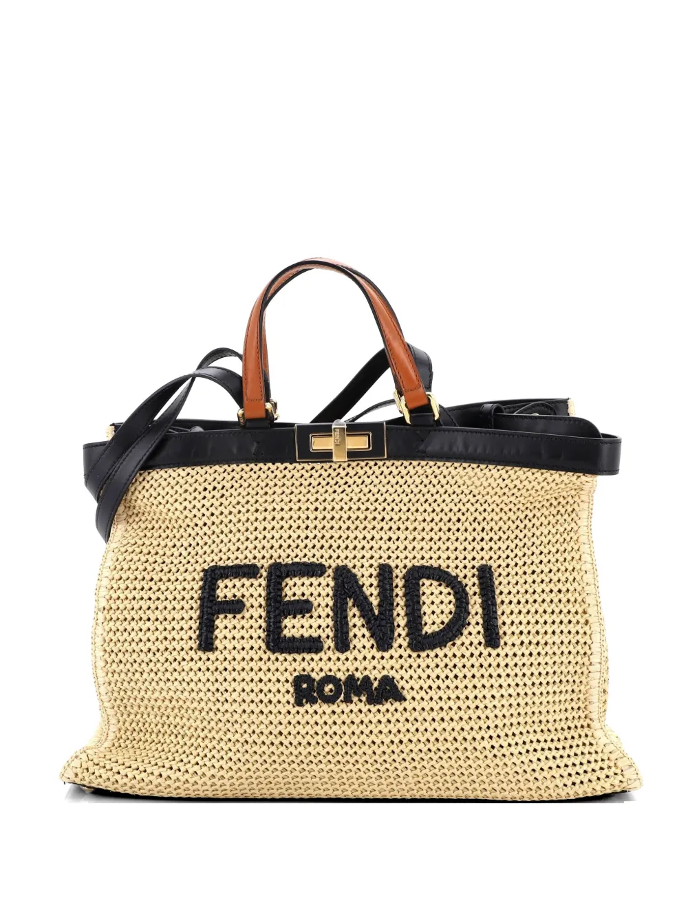 Fendi Pre-Owned Peekaboo X- Raffia Medium tote bag - Nero