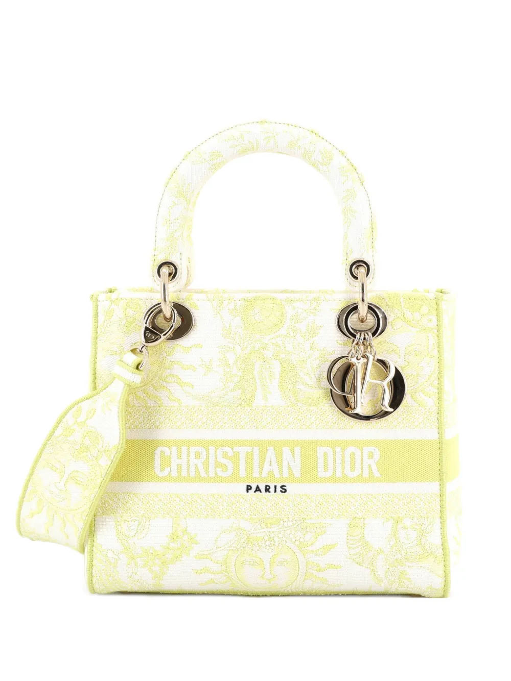 Christian Dior Pre-Owned Lady D-Lite Bag Embroidered Canvas Medium satchel - Giallo