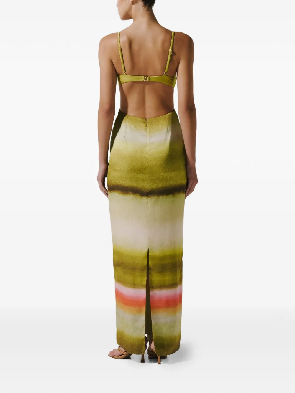 Baobab Kalina jurk met open rug en uitgesneden details Groen