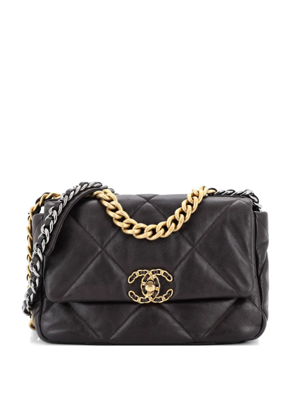 CHANEL Pre-Owned 19 Flap Bag Quilted Leather Medium crossbody bag - Marrone