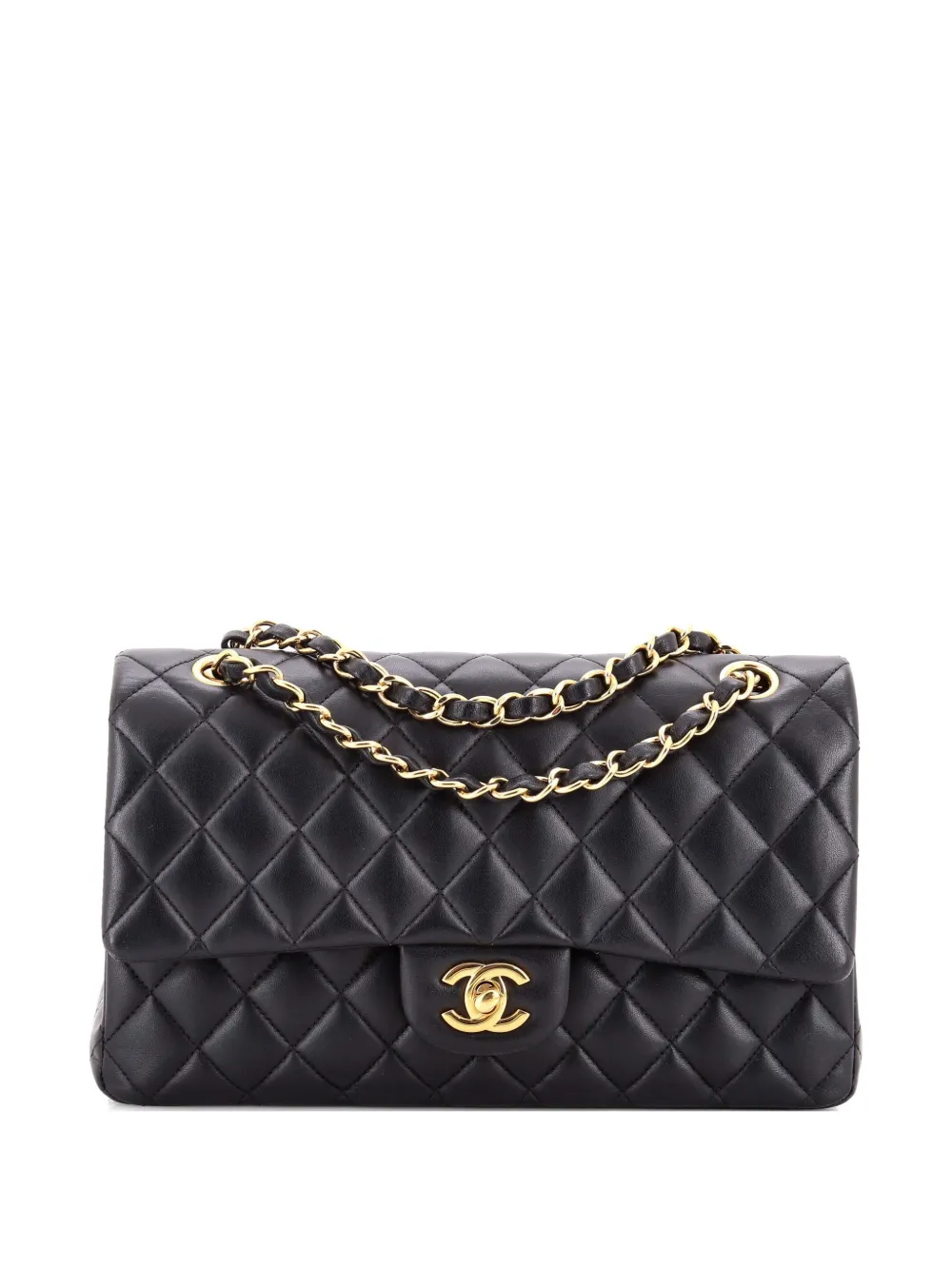 CHANEL Pre-Owned Classic Double Flap Bag Quilted Lambskin Medium shoulder bag - Nero
