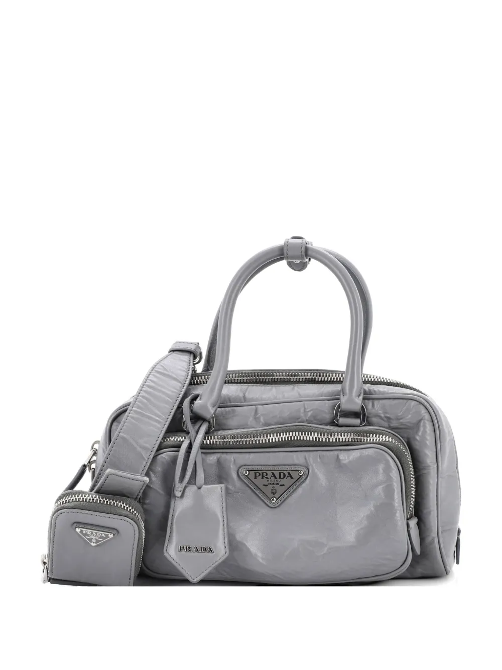 Prada Pre-Owned Re-Edition 2001 Top Handle Nappa Antique shoulder bag - Grigio