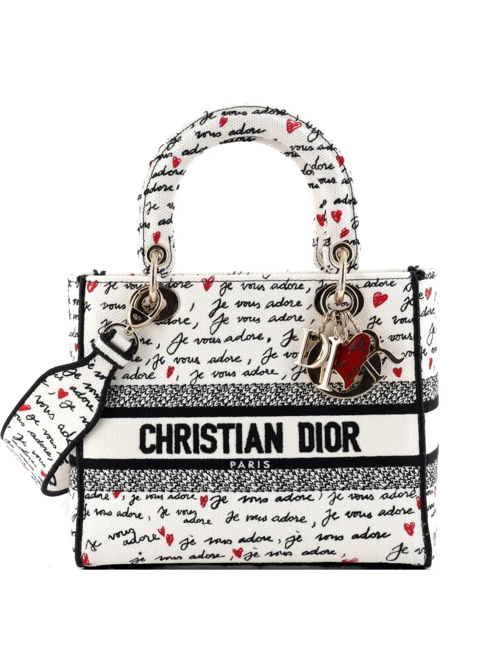 Christian Dior Pre-Owned Lady D-Lite Bag Embroidered Canvas Medium satchel - Weiß