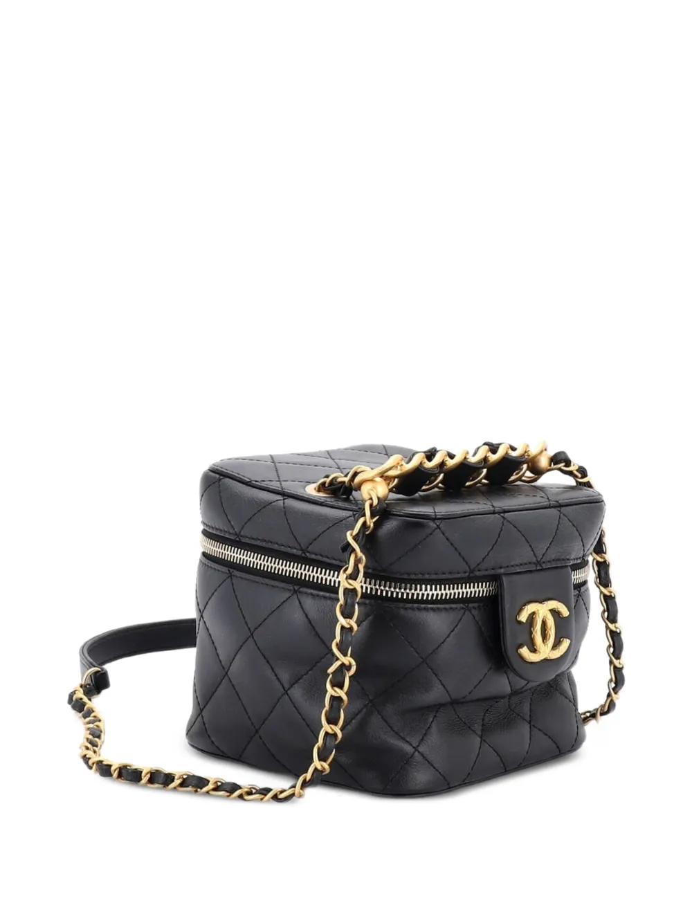 Chain Bar Vanity Case With Chain Quilted Calfskin Small Crossbody Bag