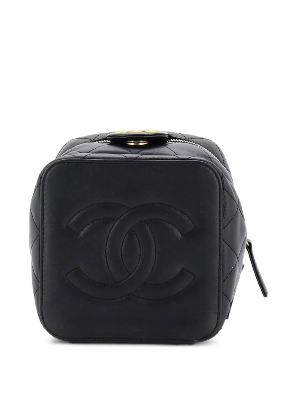 Chain Bar Vanity Case With Chain Quilted Calfskin Small Crossbody Bag
