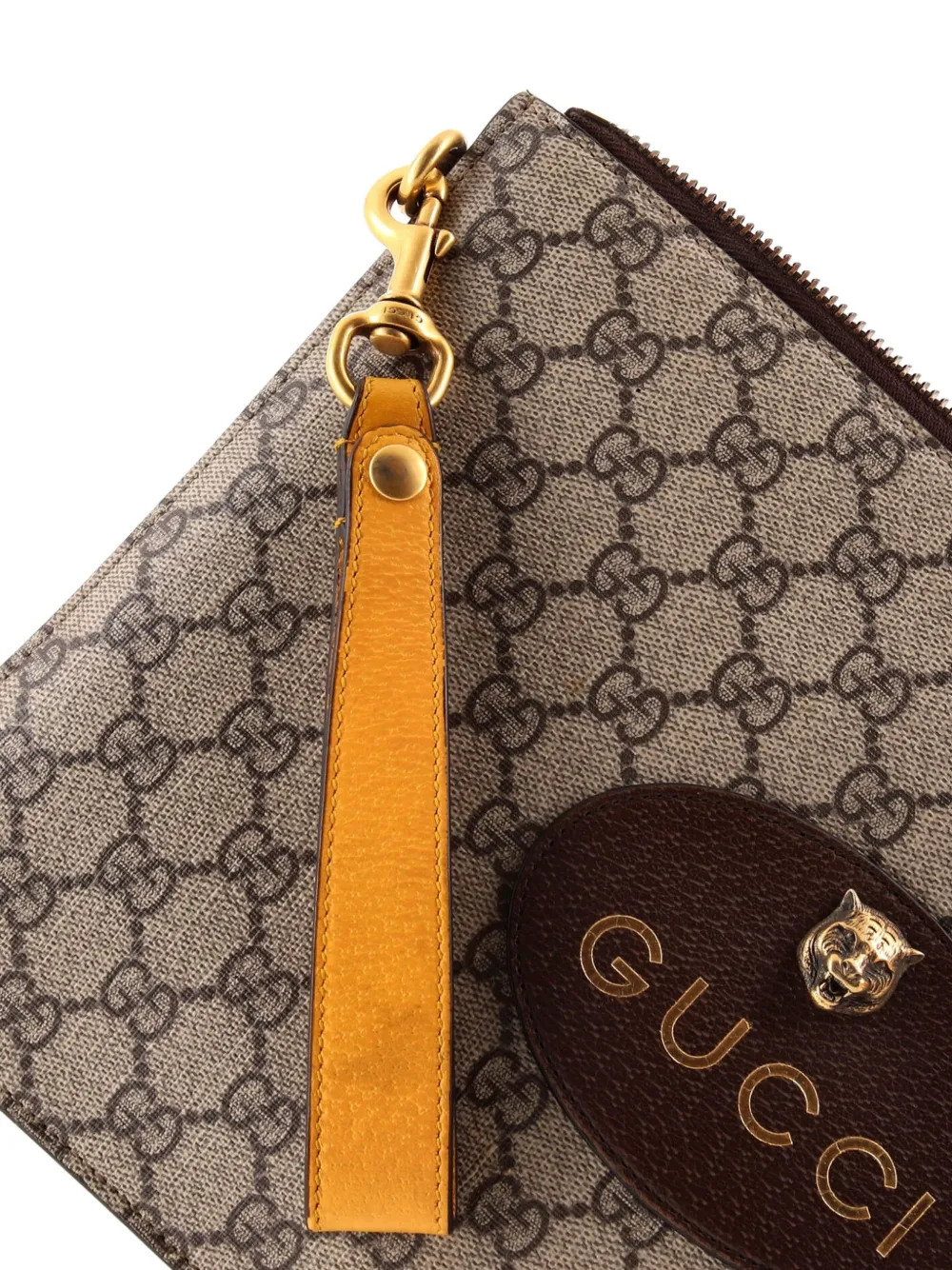 Neo Vintage Wristlet Pouch Gg Coated Canvas Clutch Bag