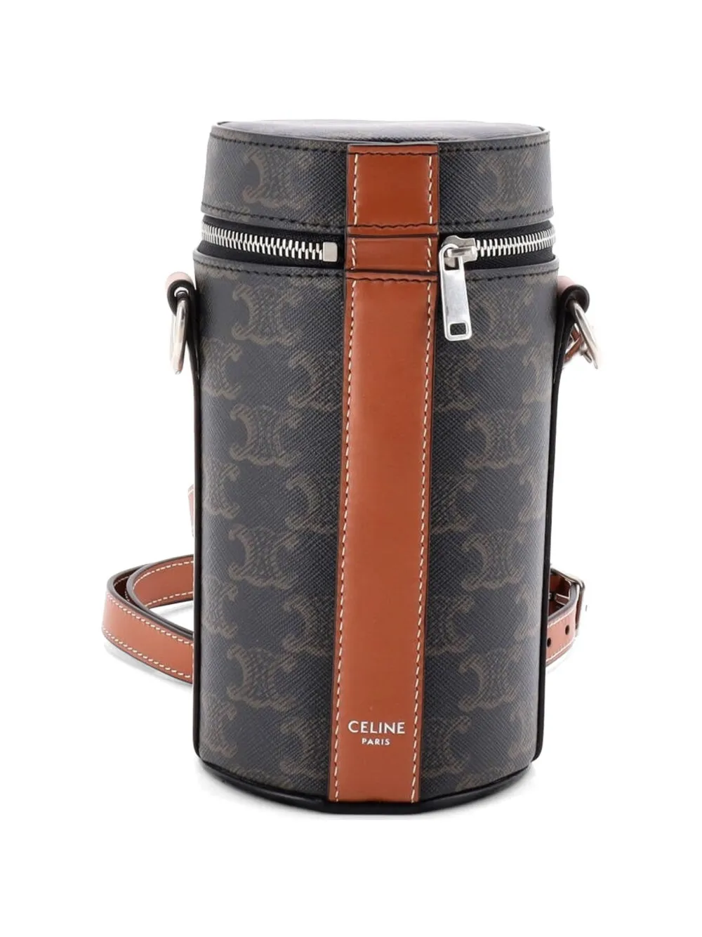 Celine Pre-Owned Vertical Cylinder Bag Triomphe Coated Canvas crossbody bag - Marrone