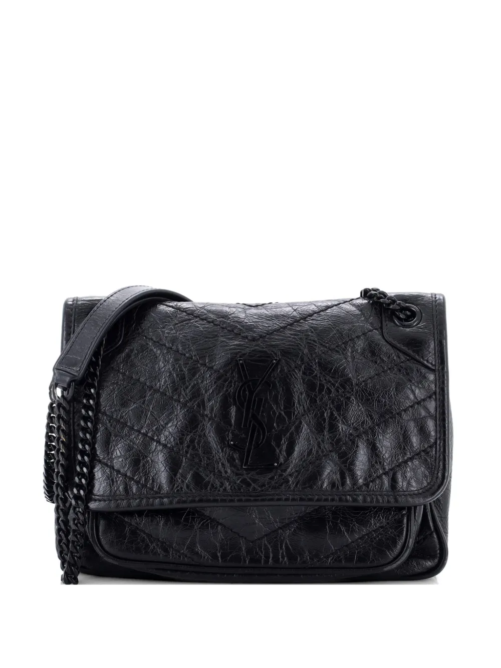 Saint Laurent Pre-Owned Niki Chain Flap Bag Matelasse Chevron Leather Baby shoulder bag - Nero