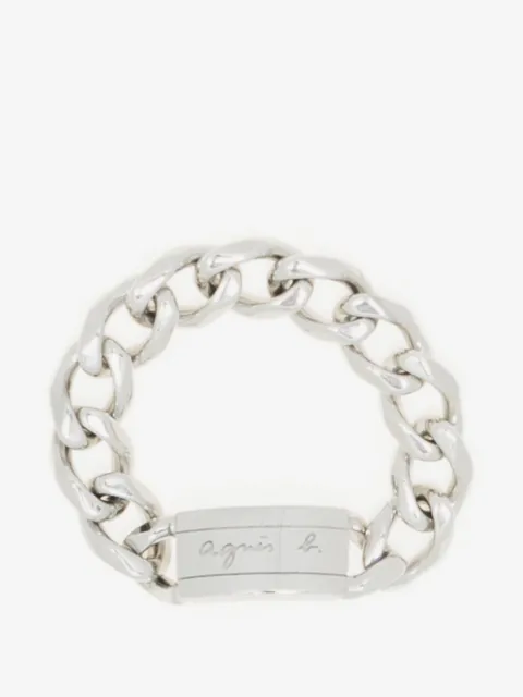 agnès b.  anillo de cadena con placa del logo