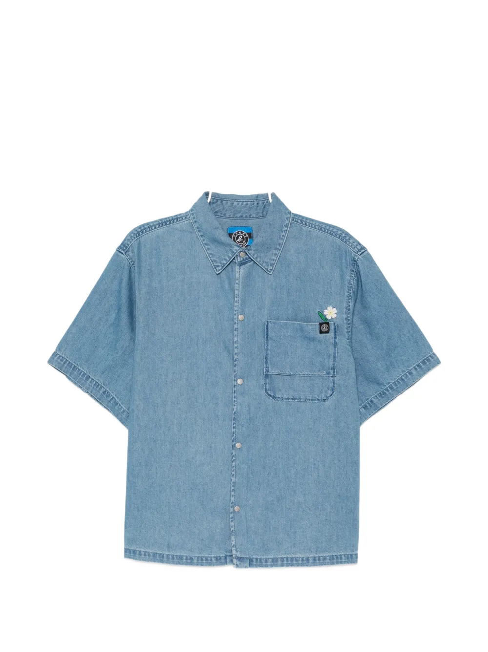 SPORT b. by agnès b. floral-embroidered short-sleeve shirt - Blu