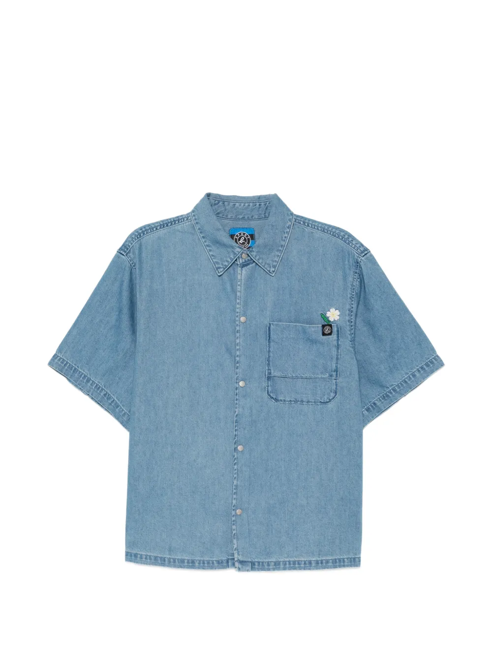 SPORT b. by agnès b. floral-embroidered short-sleeve shirt - Blu