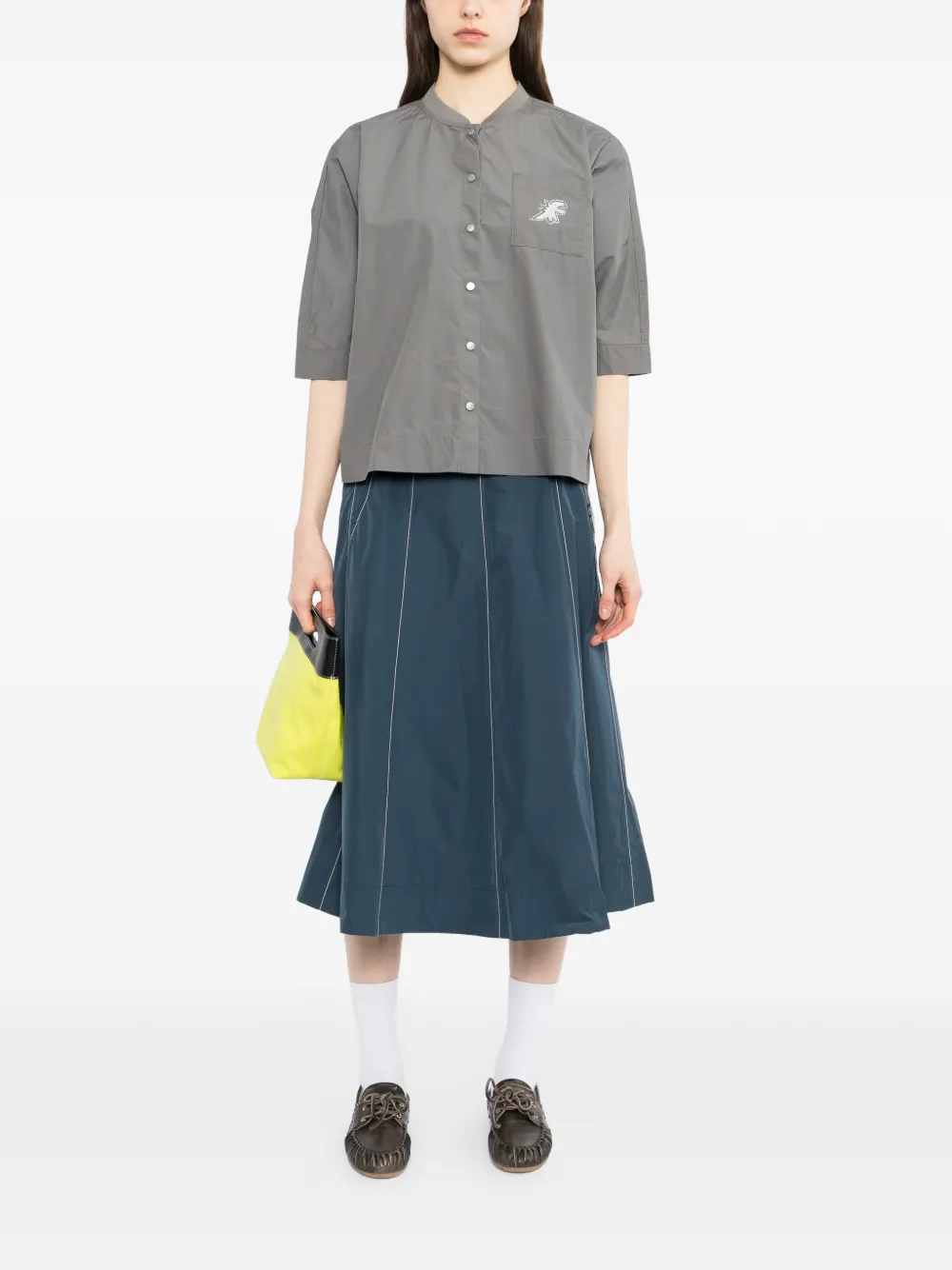  Sport B. By Agnès B. Crystal-embellished Logo Shirt - Grey 