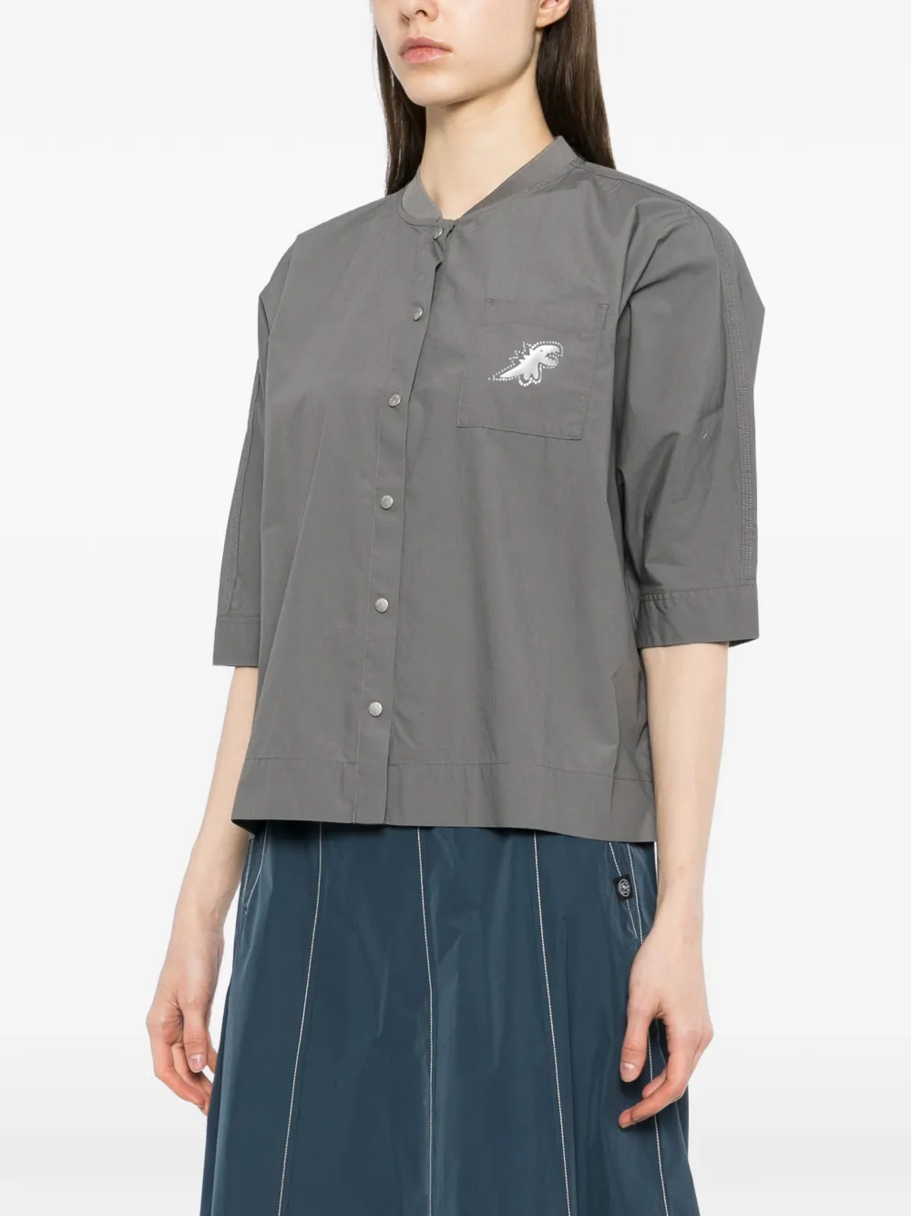  Sport B. By Agnès B. Crystal-embellished Logo Shirt - Grey 