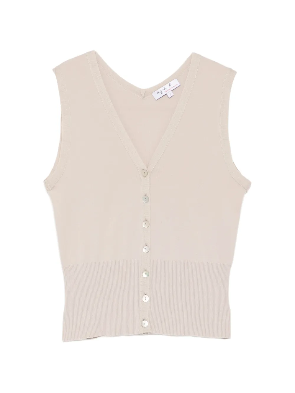 agnès b. button ribbed knitted top - Neutrals