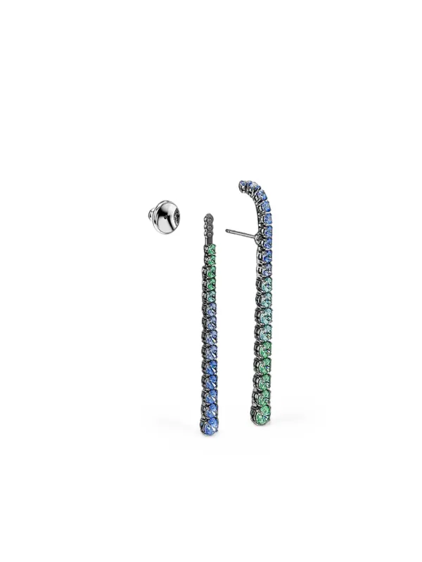 Swarovski Matrix クリスタル ドロップピアス | シルバートーン