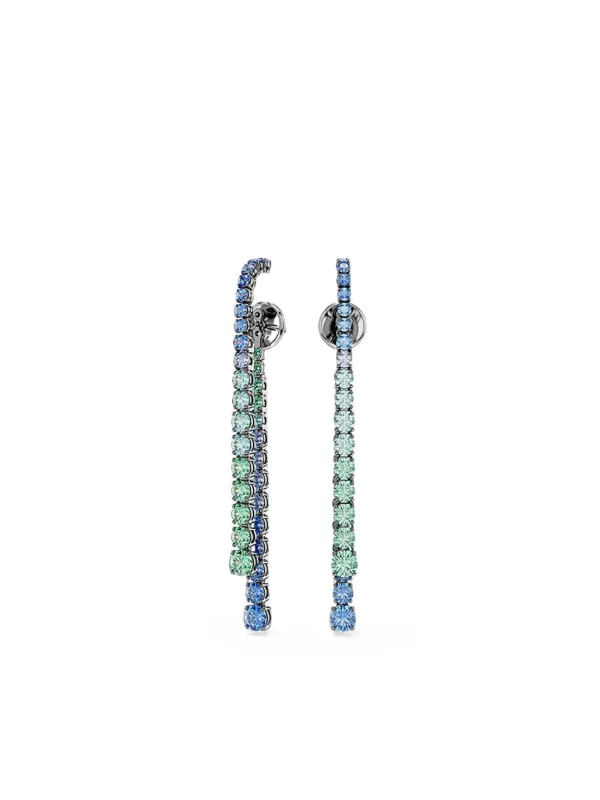 Swarovski Matrix クリスタル ドロップピアス | シルバートーン