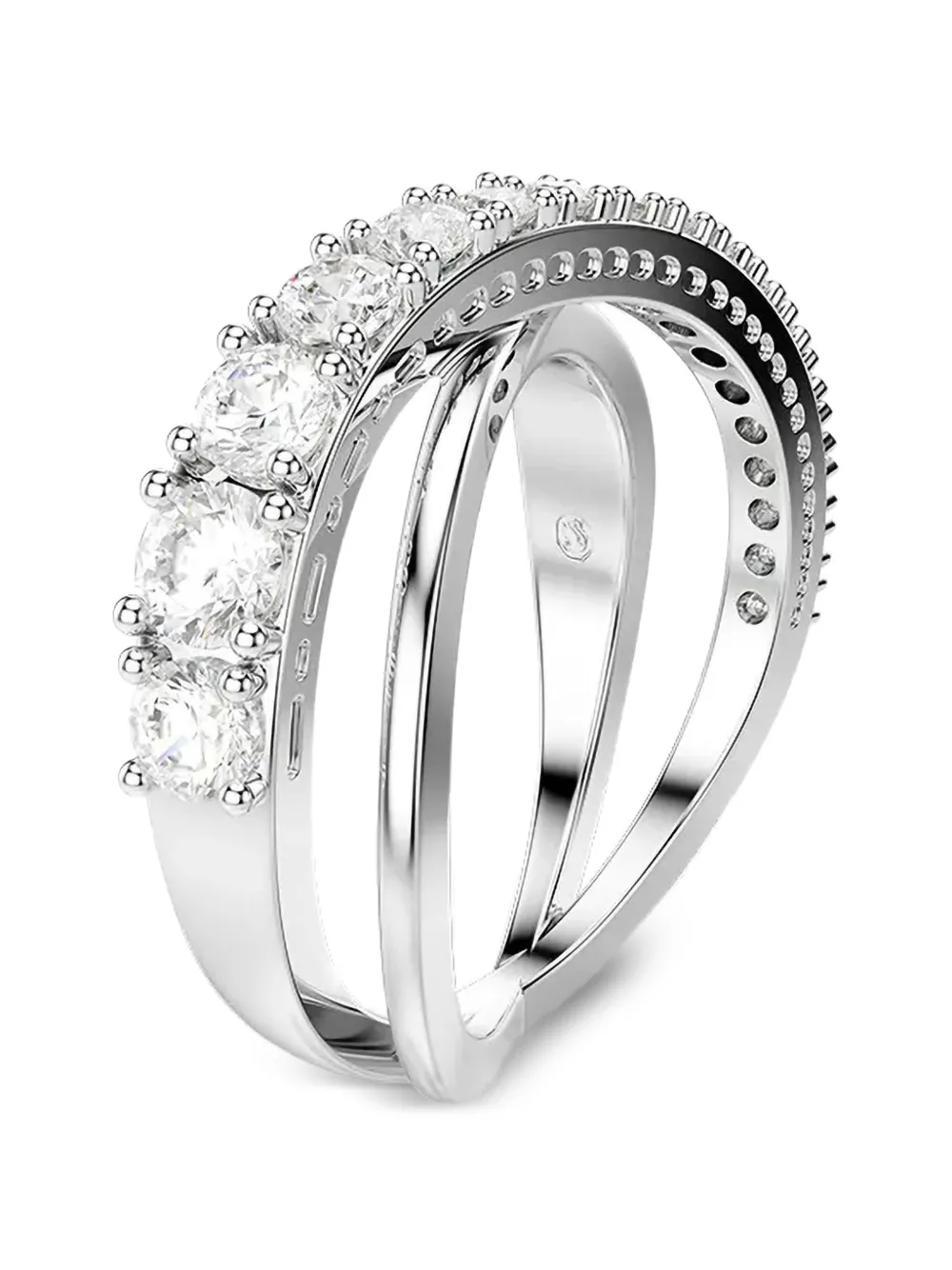 Swarovski Hyperbola crystal-embellished crossover ring - Argento