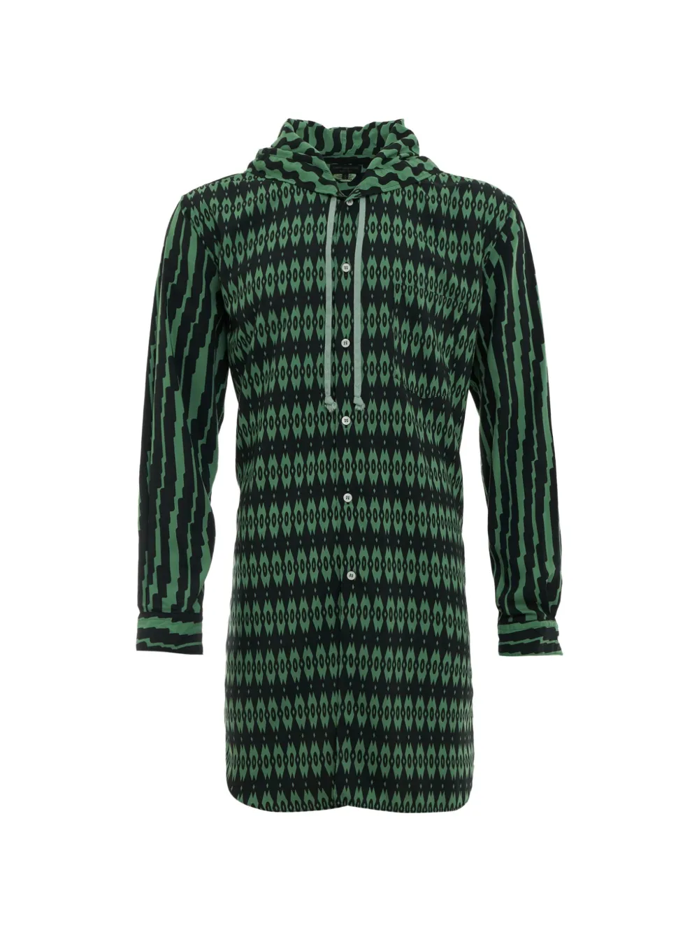 Comme des Garçons Homme Plus geometric-print hooded shirt - Verde