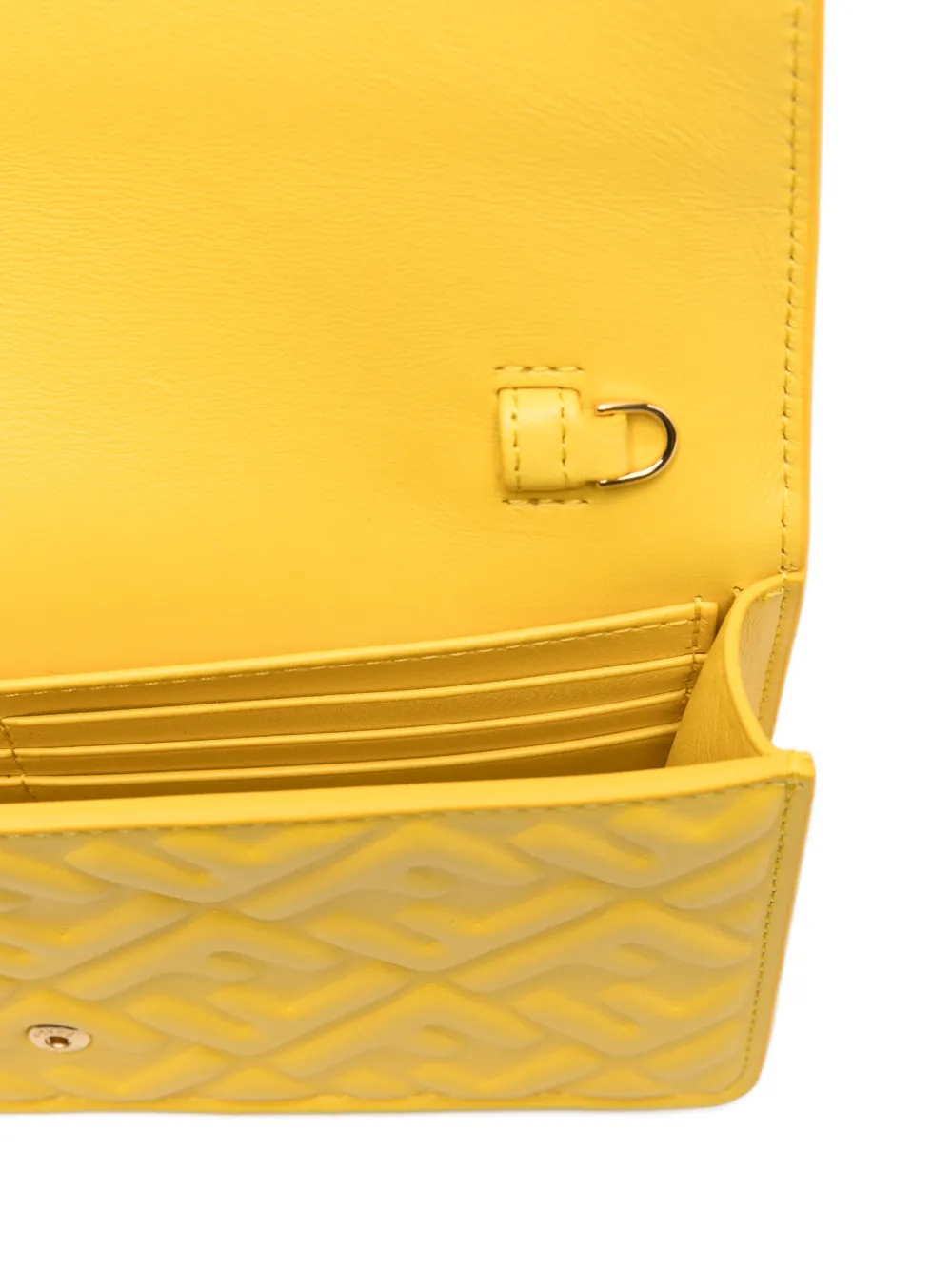 FENDI Baguette leren shopper met reliëf Geel