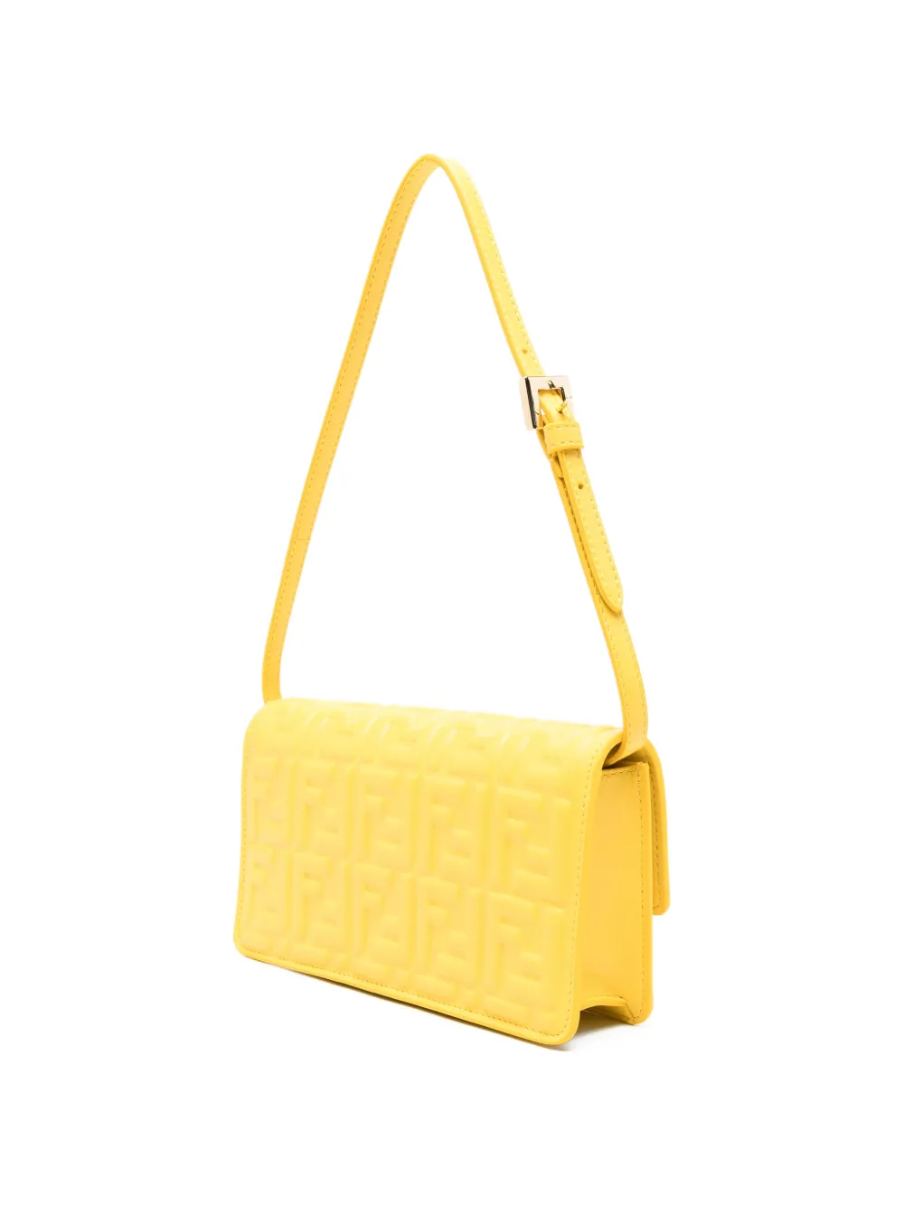 FENDI Baguette leren shopper met reliëf Geel