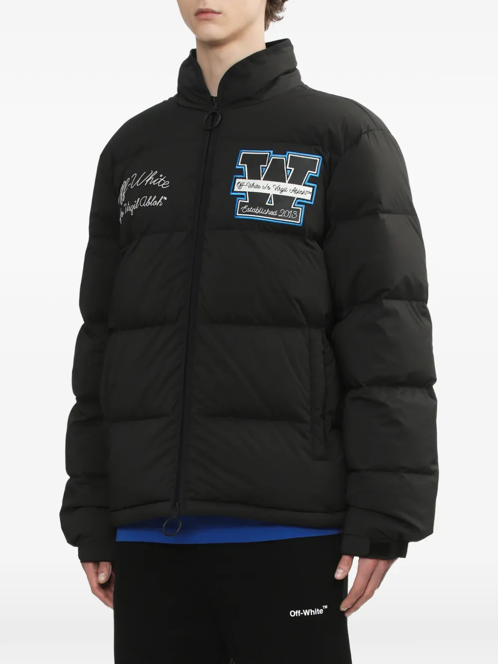 Off-white Chest-appliqué Puffer Jacket - Black 