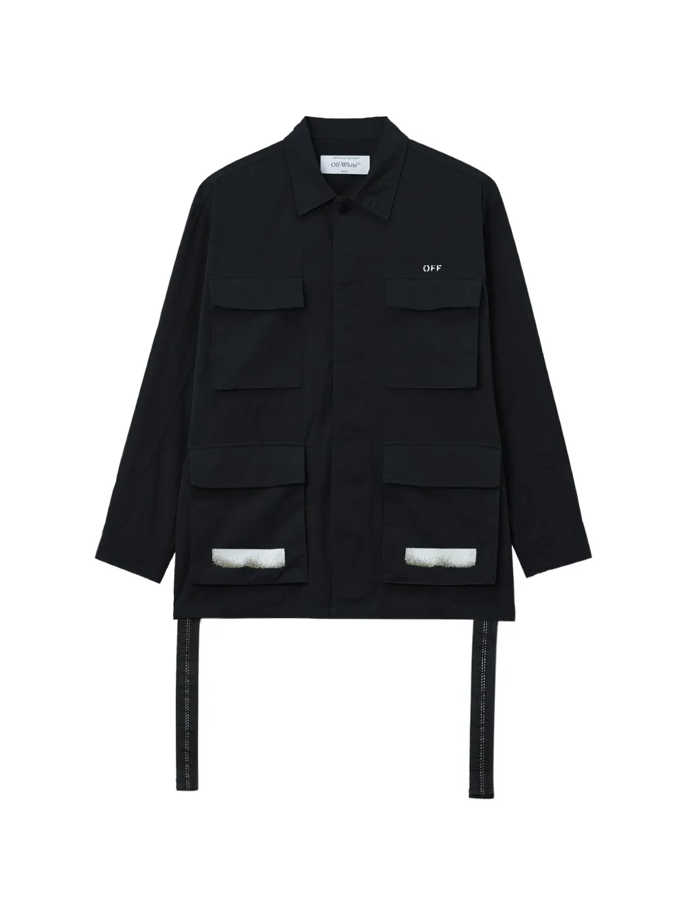 Off-white Diag-stripe Cargo-pocket Jacket In Black