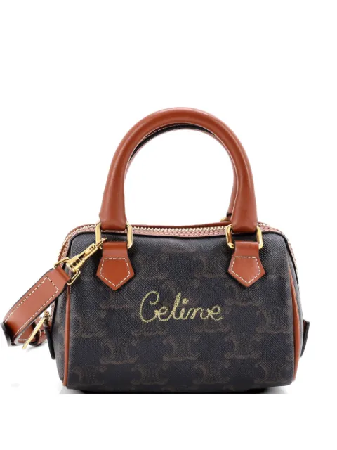 Celine Pre-Owned Boston Bag Triomphe Coated Canvas Mini satchel
