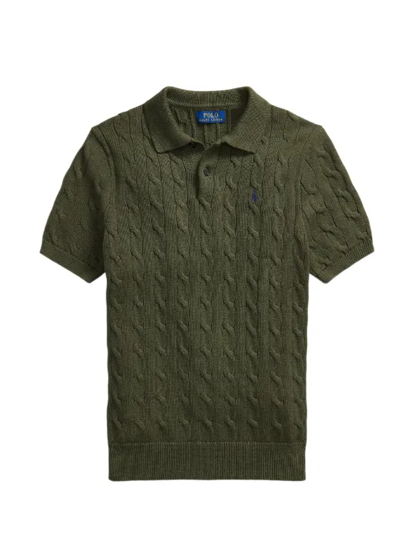 POLO ケーブルニット 半袖セーター グリーン Polo Ralph Lauren ケーブルニット ショートスリーブセーター