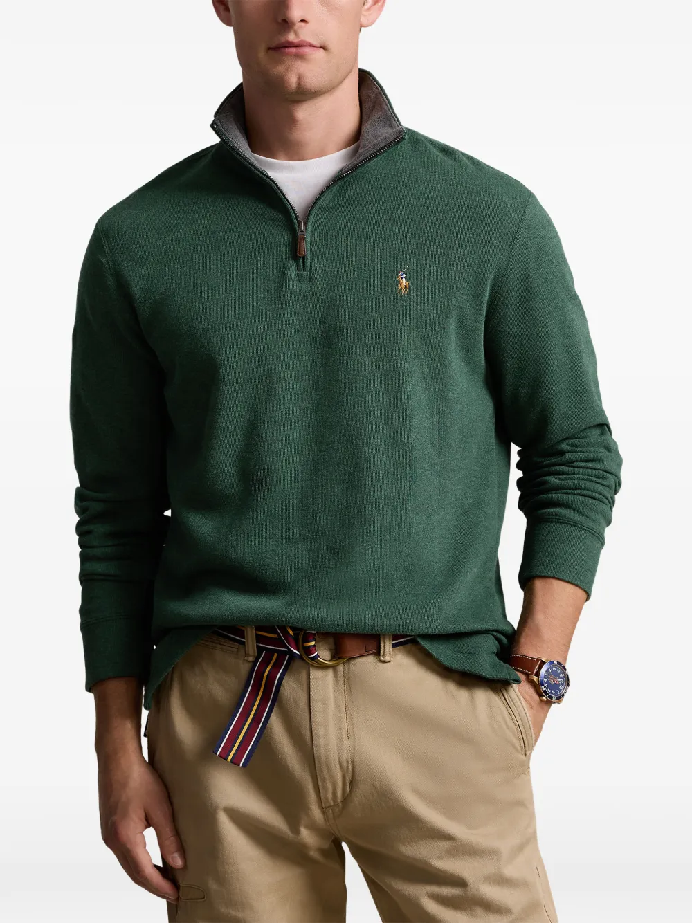Polo Ralph Lauren Trui met borduurwerk en kwartrits Groen