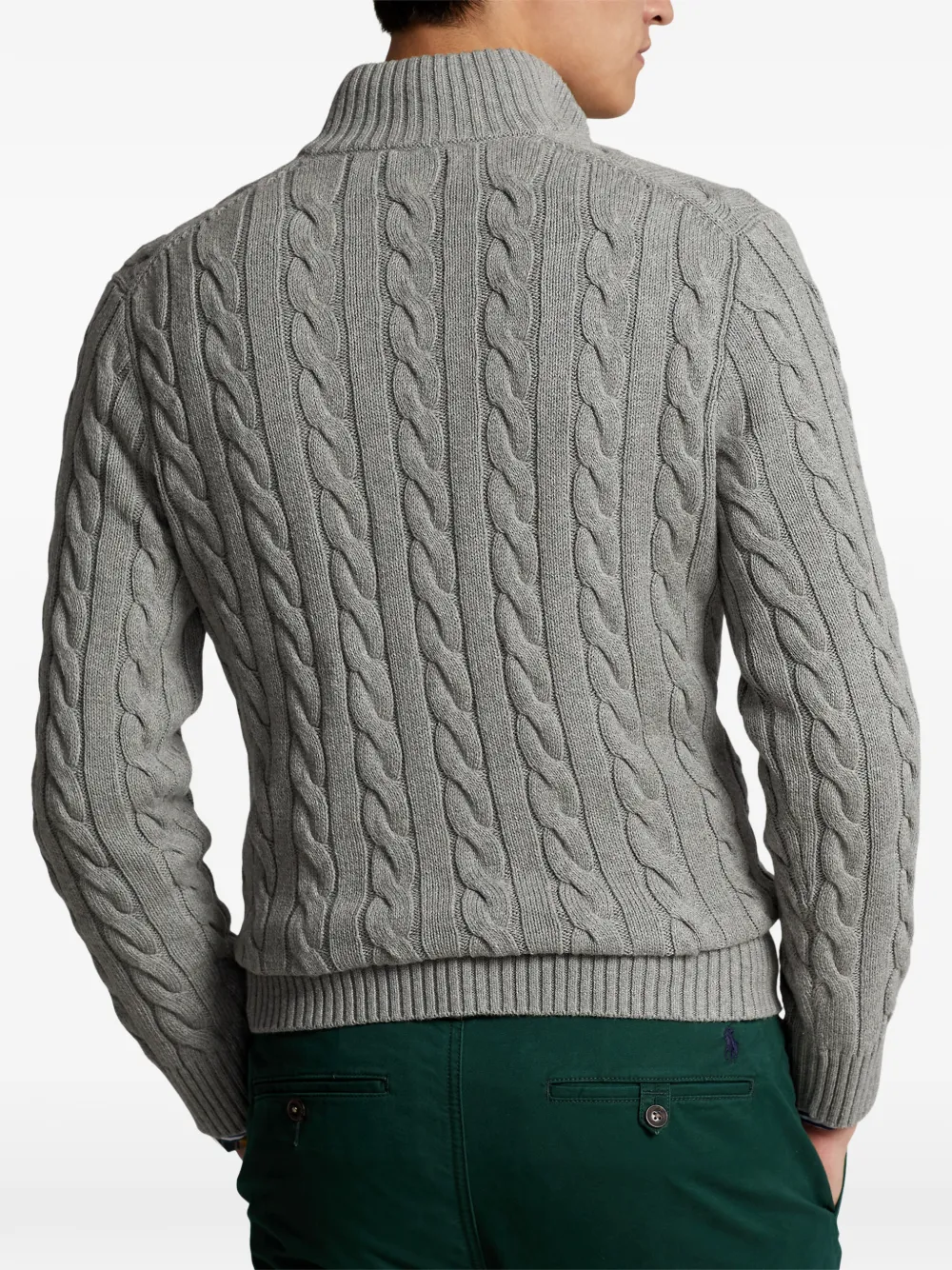 Polo Ralph Lauren Kabelgebreide trui met kwartrits Grijs