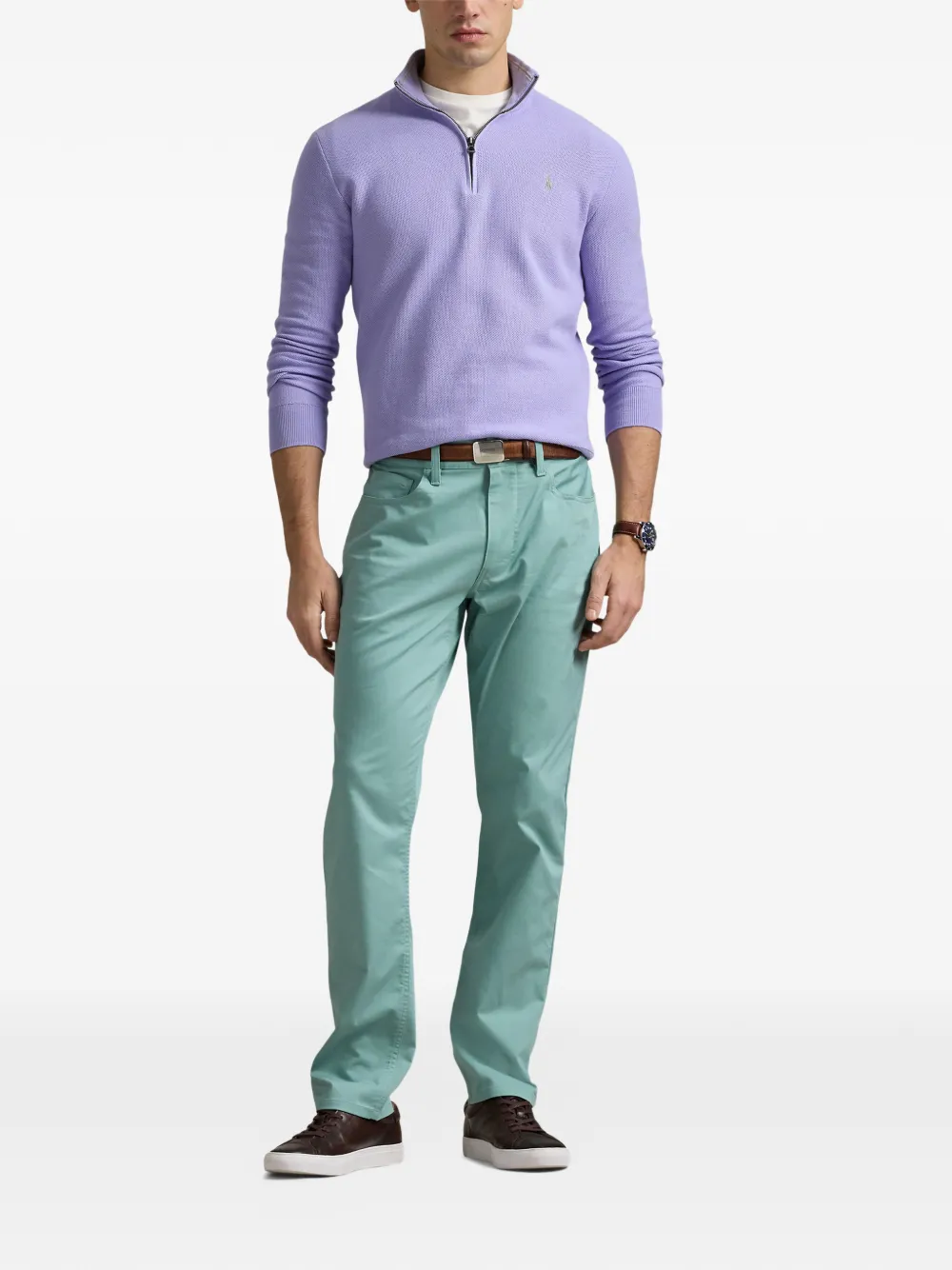 Polo Ralph Lauren Trui met geborduurd logo en rits Paars