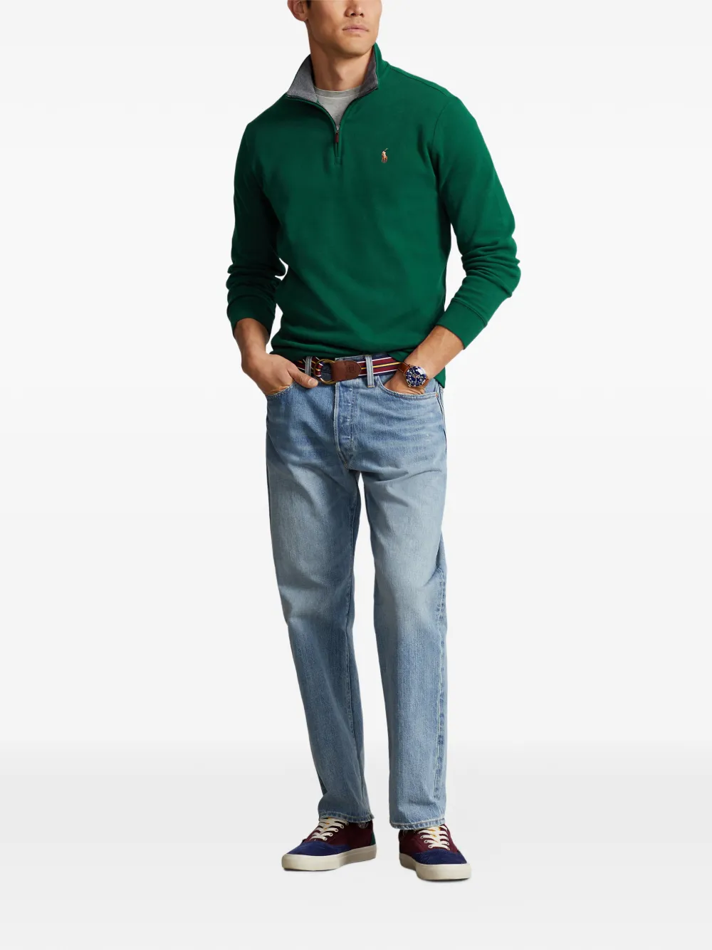 Polo Ralph Lauren Trui met geborduurd logo en rits Groen
