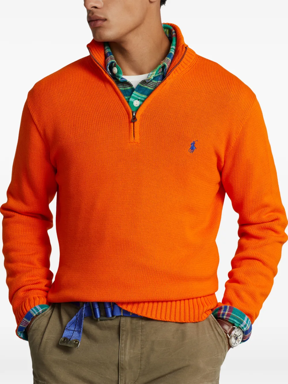 Polo Ralph Lauren Trui met geborduurd logo en rits Oranje