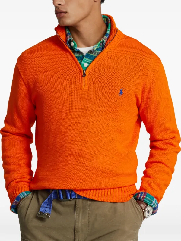 Polo Ralph Lauren quarter-zip embroidered-logo Sweater | Orange
