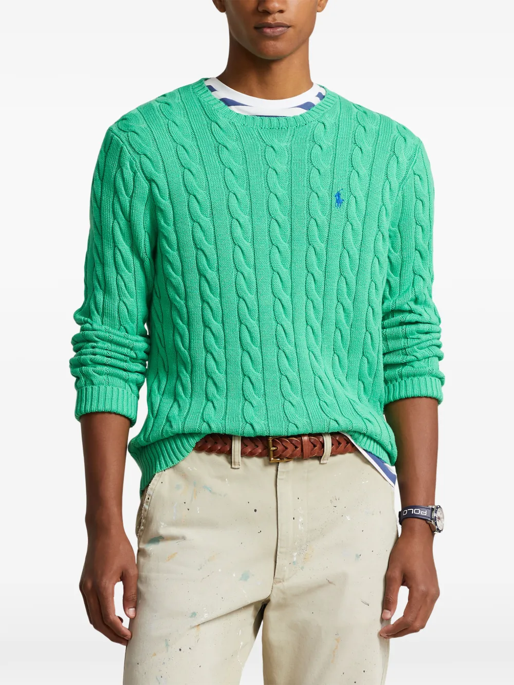 Polo Ralph Lauren Kabelgebreide trui met geborduurd logo Groen