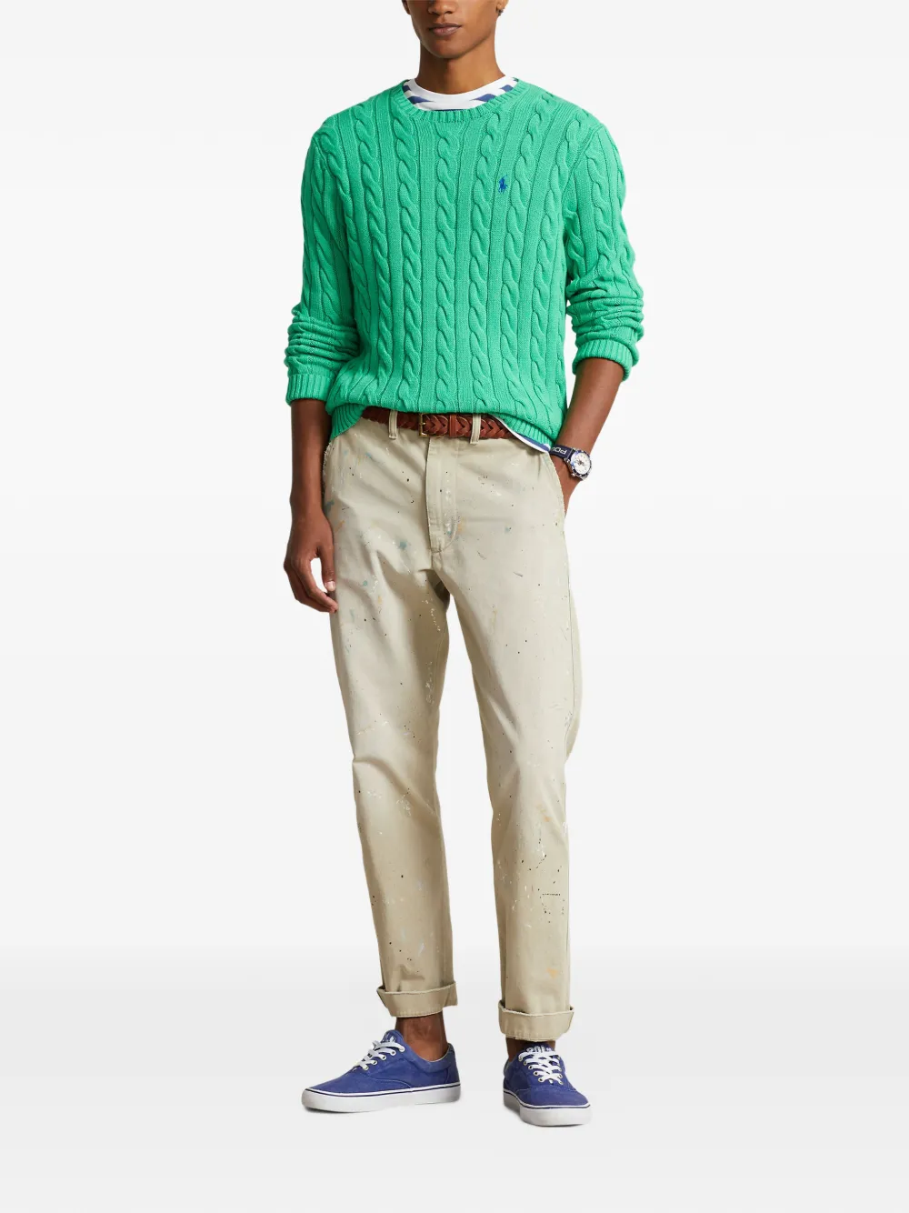 Polo Ralph Lauren Kabelgebreide trui met geborduurd logo Groen