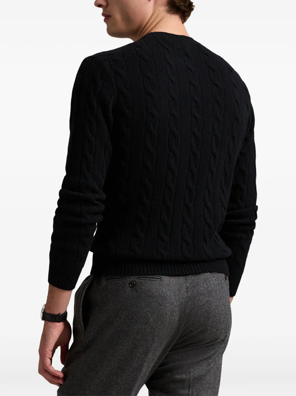 Polo Ralph Lauren Kabelgebreide trui met geborduurd logo Zwart