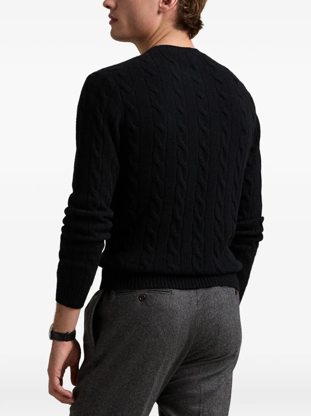 Polo Ralph Lauren Kabelgebreide trui met geborduurd logo Zwart