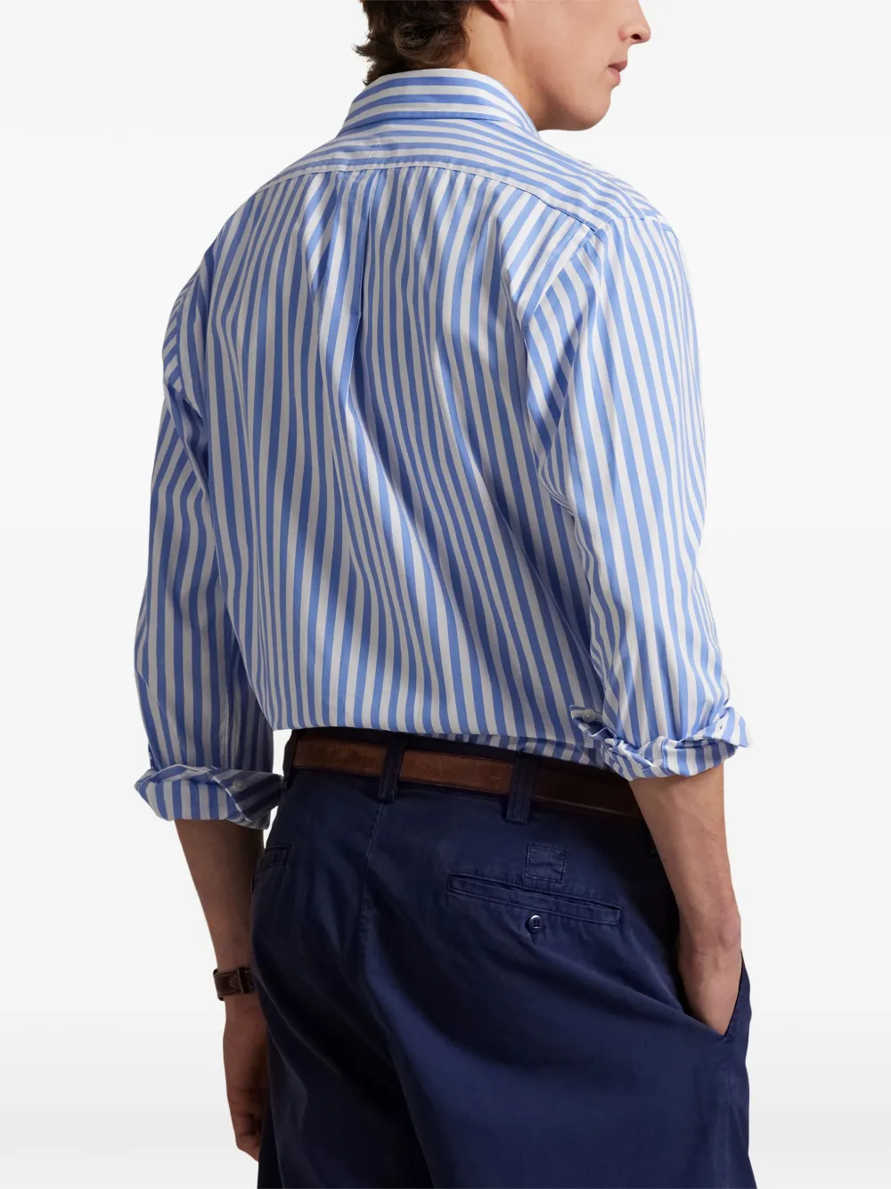 Polo Ralph Lauren Overhemd met geborduurd logo en verticale streep Blauw