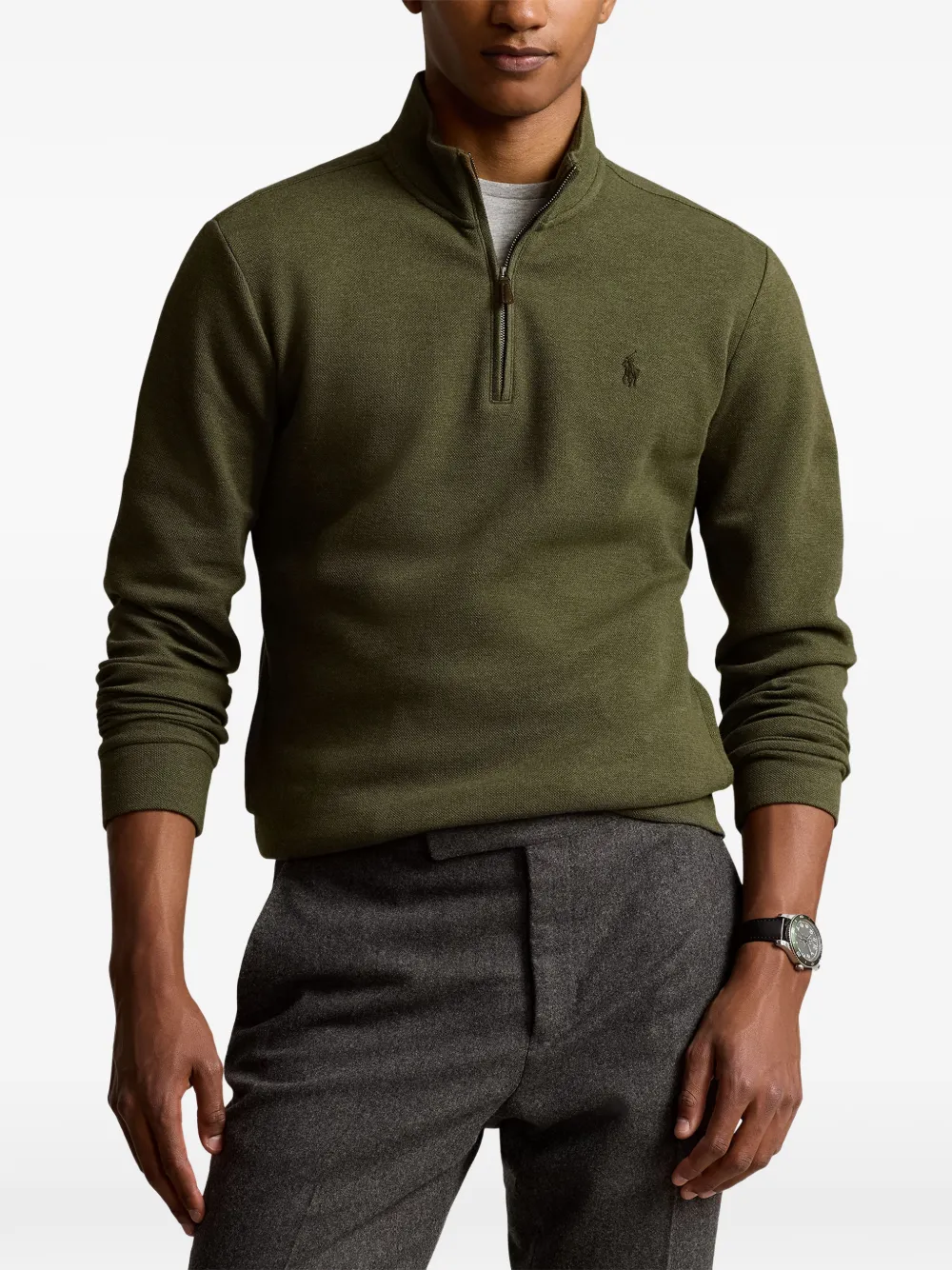 Polo Ralph Lauren Trui met geborduurd logo en kwartrits Groen