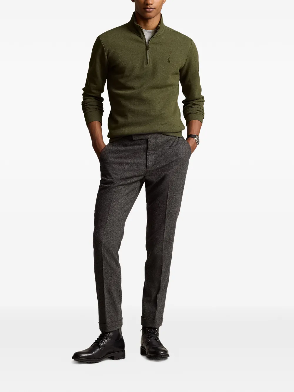 Polo Ralph Lauren Trui met geborduurd logo en kwartrits Groen