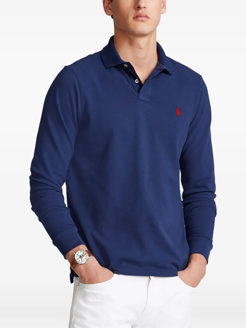 Polo Ralph Lauren Piqué poloshirt met lange mouwen Blauw