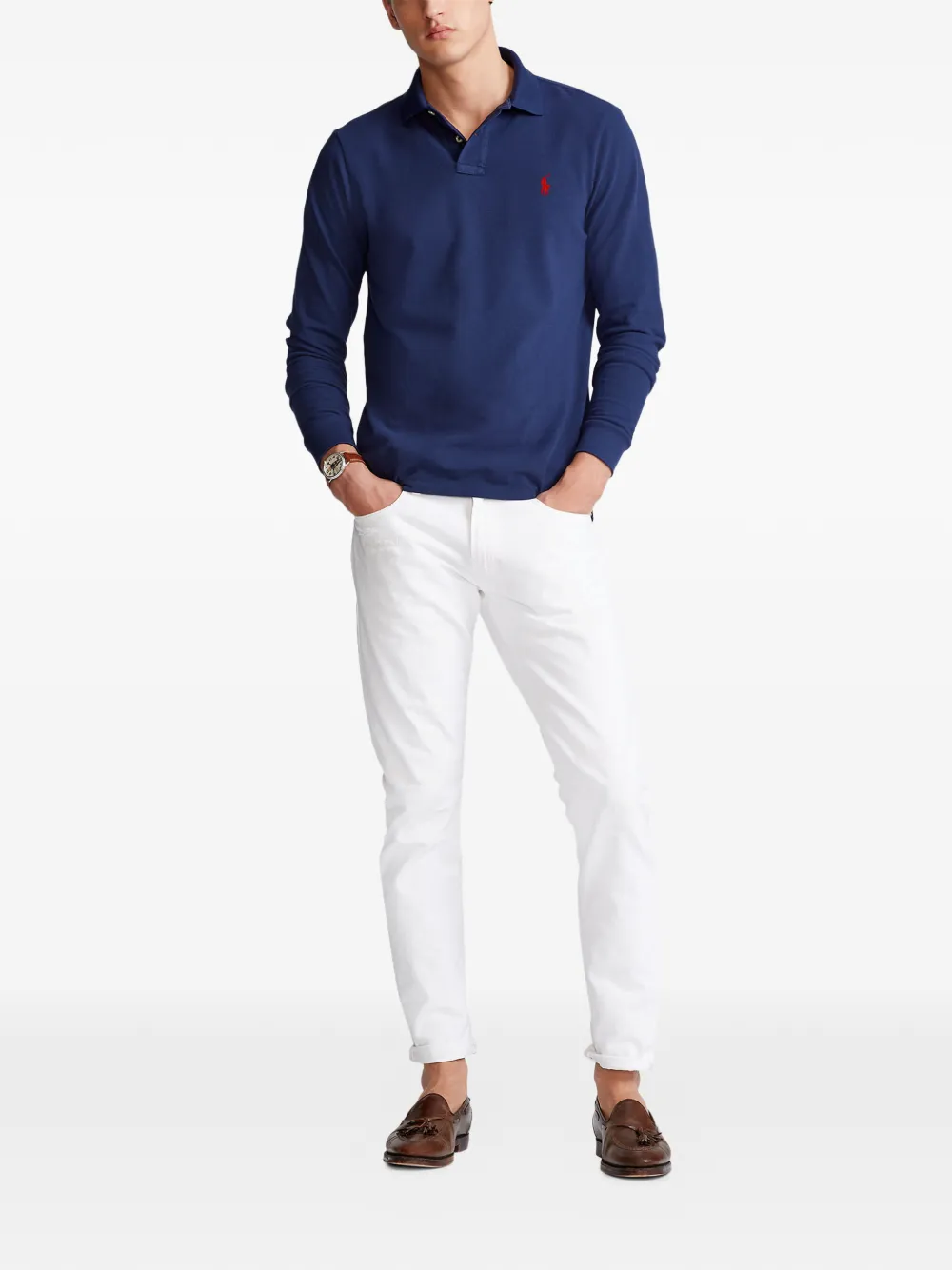 Polo Ralph Lauren Piqué poloshirt met lange mouwen Blauw