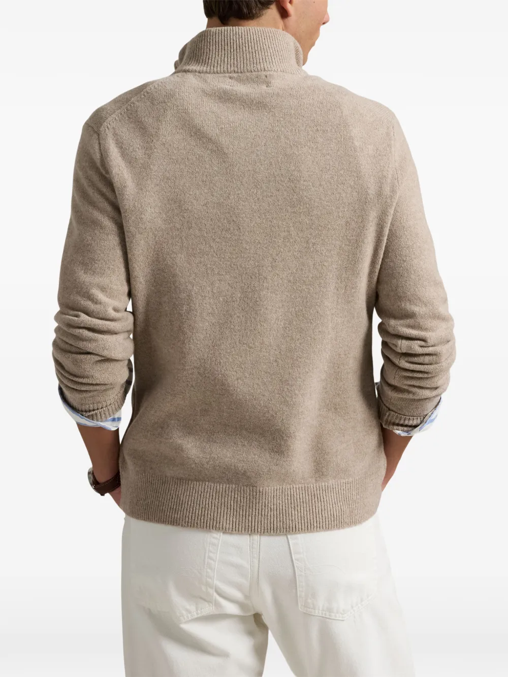Polo Ralph Lauren Trui met geborduurd logo en rits Beige