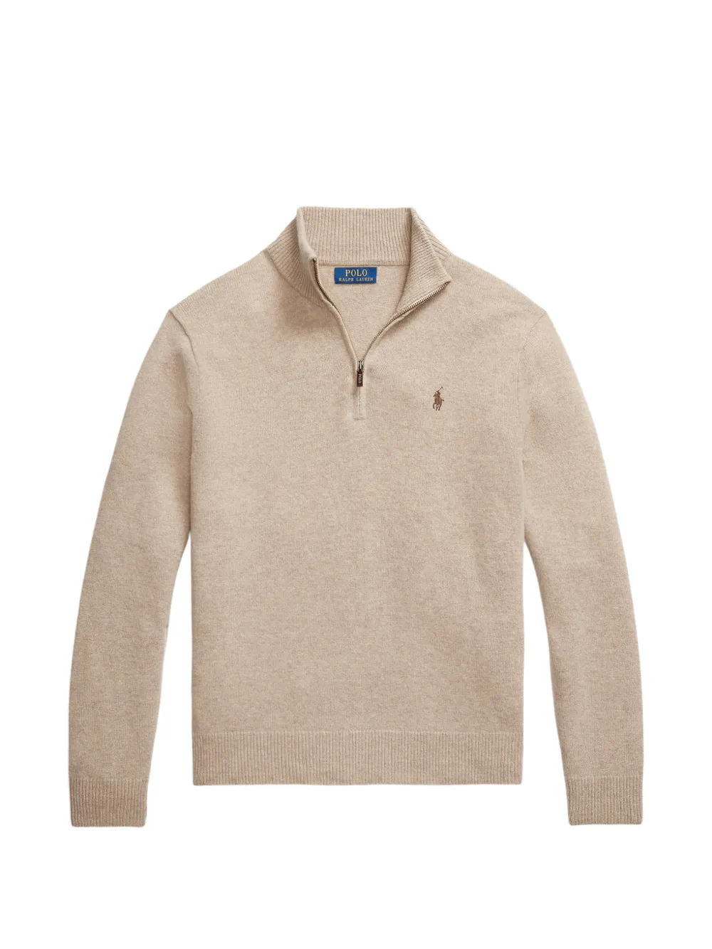 Polo Ralph Lauren quarter-zip embroidered-logo sweater - Nude