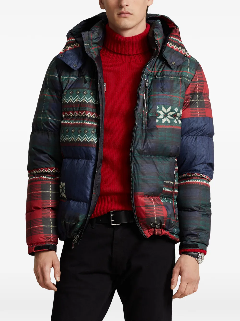 Polo Ralph Lauren The Gorham donsjack met patchwork-print Blauw